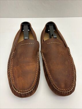 UGG Men's Brown Leather Slip-On Driving Moccasins, SZ 9.5, box 19